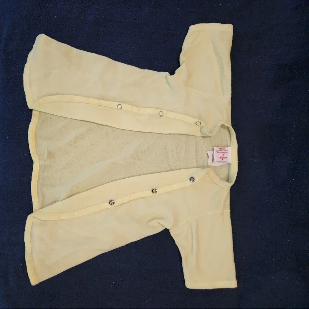 Vintage Medline Yellow Polyester Hospital Gown - Toddler Small - Front Snaps